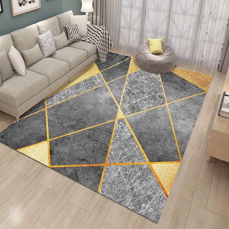 Stylish Abstract Print Carpet Washable Rug Polyester Stain Resistant Carpet for Home Decor