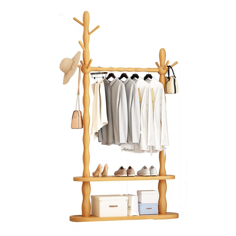 Contemporary Style Open Armoire Pine Wood Armoire with Clothing Rod