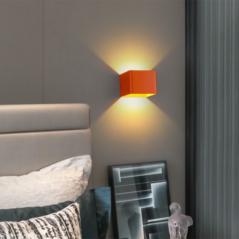 Modern Style Square Shape Wall Sconce Metal 2 Light Sconces for Corridor