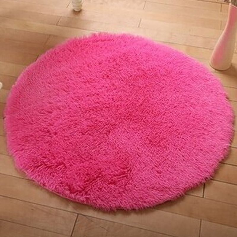 Minimalist Solid Round Indoor Rug Comfort Modern Shag Area Carpet Polyester Anti-Slip Backing Area Rug for Living Room