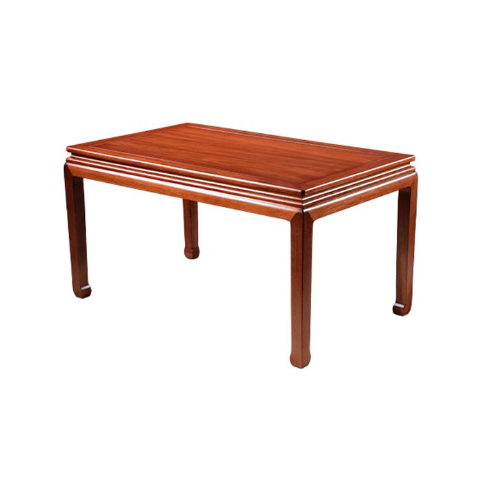 Mesa de comedor rectangular moderna de mediados de siglo de madera maciza, mesa marrón para comedor