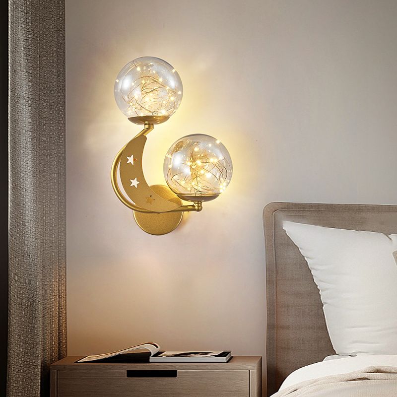 Modern Romantic LED Wall Lamp Wrought Iron Babysbreath Wall Sconce with Glass Shade