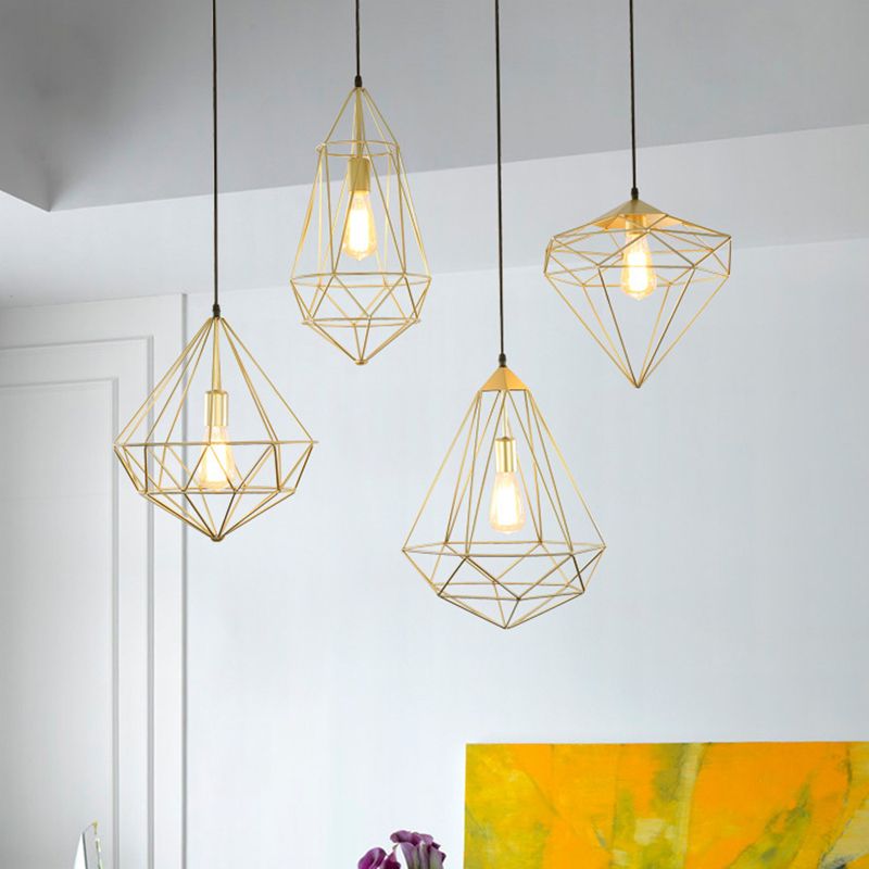 Lampada da pranzo a forma di ferro a forma di pietra gemma antica a 1 luce