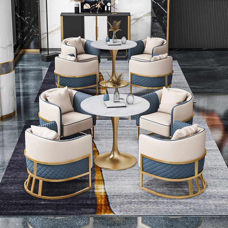 Traditional Luxury Dining Table for Home Round Table with Metal Tulip Base