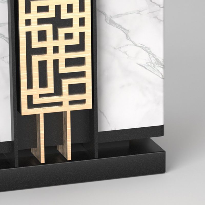 Metal Rectangle Waterproof Pillar Lamp Modern 1 Light Outdoor Light in Black