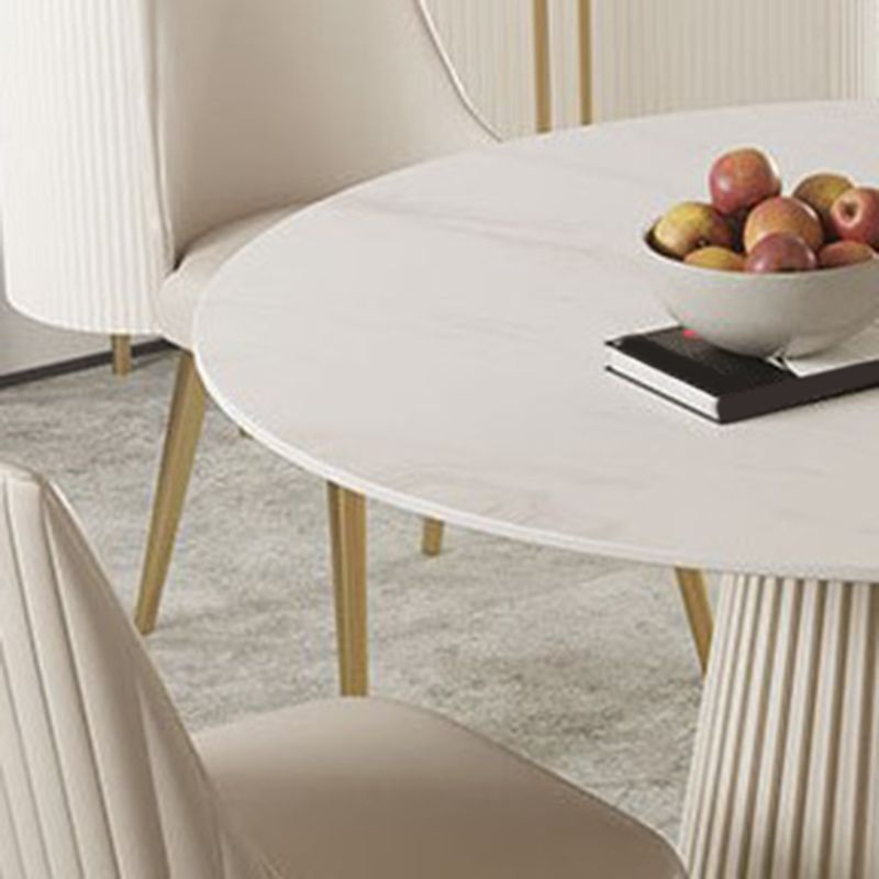 Round Dining Table Set 1/2/3/5/7 Pcs Sintered Stone Top Table with Chairs