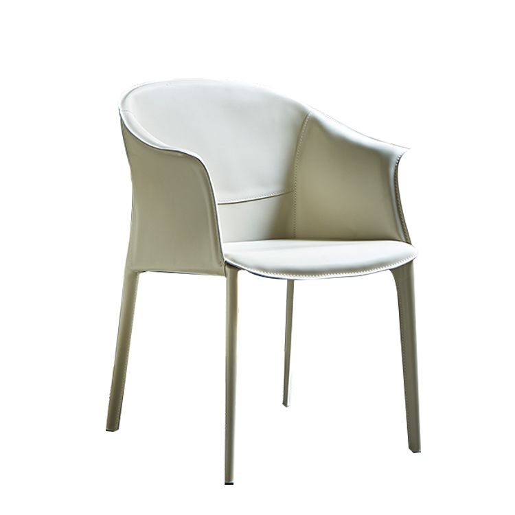 Minimalist Kitchen Dining Arm Chair Solid Back PU Leather Dining Arm Chair