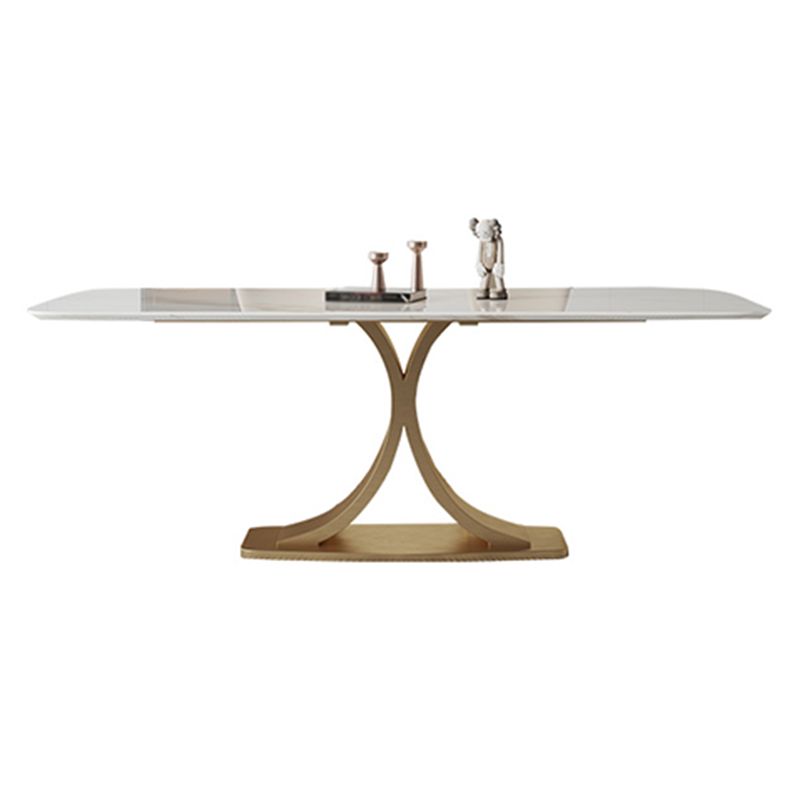 Stone Dining Site Table Traditional Luxury Rectangle Dining Table with Pedestal Base