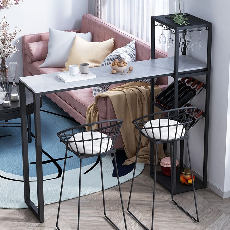 Modern Rectangle Bistro Bar Height Cocktail Table Marble Sled Indoor Bar Table