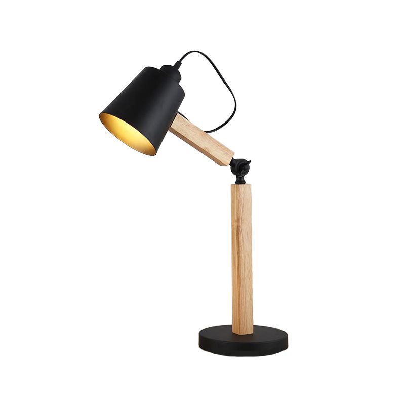 Lampada da comodino moderna a 1 testa con luce da scrivania affusolata in metallo in bianco/nero con nodo rotante