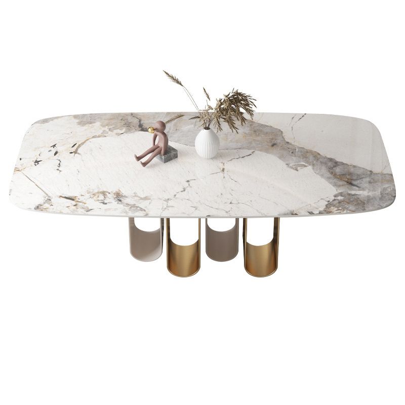 Luxurious 1/4/5/6/9 Pieces Rectangle Dining Set Sintered Stone Top Dinette Table Set