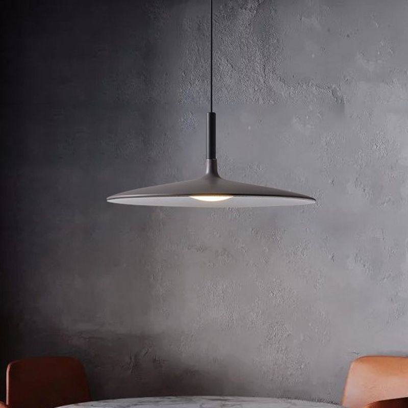 Minimalist Indoor Pendant Light, Metal Flat Shade LED Pendant Lighting