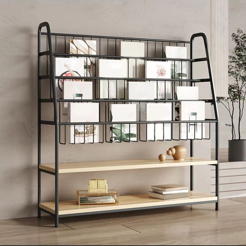 Modern Style Bookcase Metal Open Back Ladder Bookshelf for Home Office