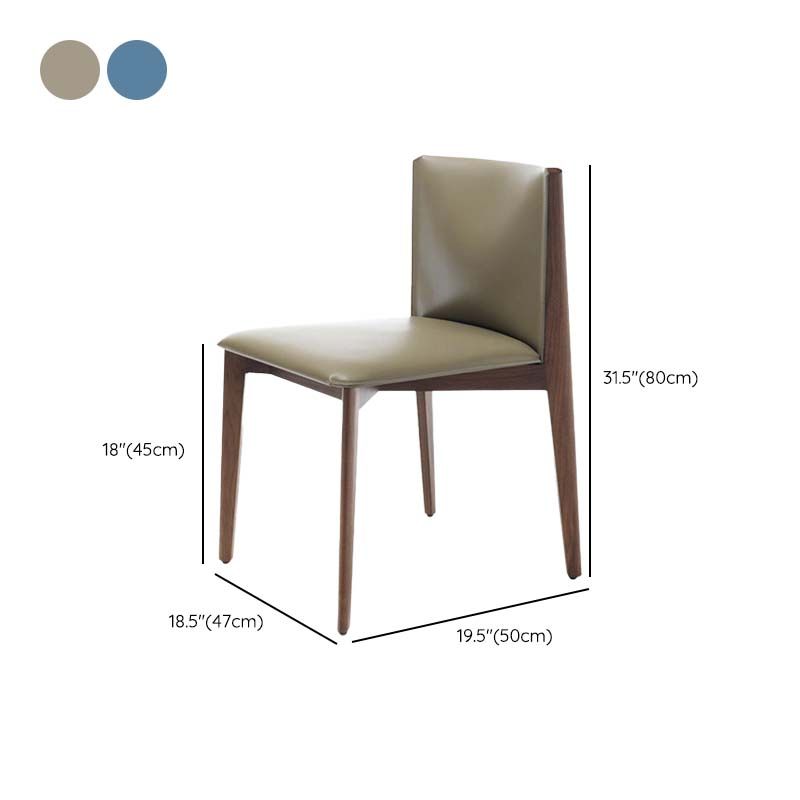 Armless Kitchen Dining Side Chair Faux Leather Chair with Wood Legs