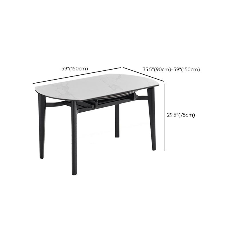 Slate and Wood Table Modern Minimalist Home Retractable Round Dining Table