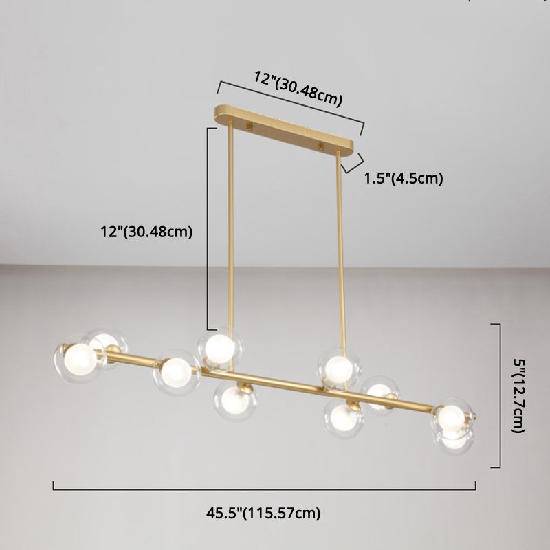 Orb Glass Shade Island Light Fixture Modern Style Metal Hanging Ceiling Lamp for Kitchen Dining Room