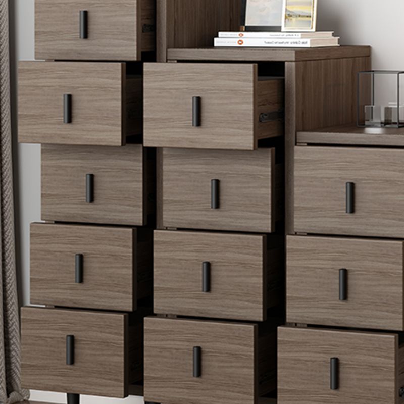 Contemporary Vertical Chest Bedroom Storage Chest in Brown with Drawers