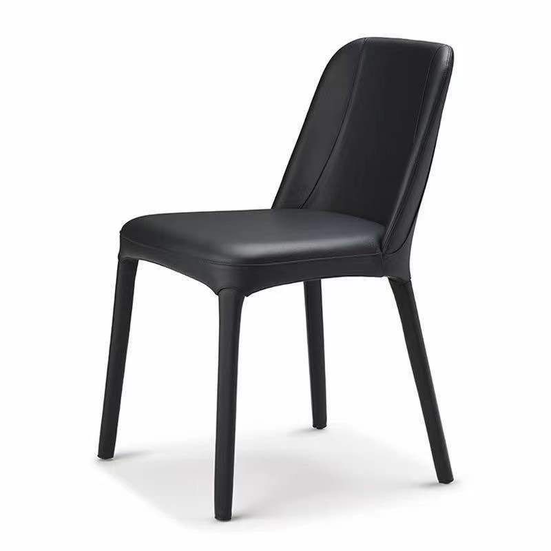 Faux Leather Kitchen Dining Chairs Parsons Chairs with Metal Base