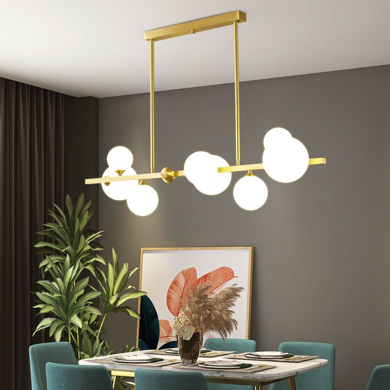Estilo moderno luces colgante de techo esférico vidrio blanco 8 luces colgantes colgantes de luz