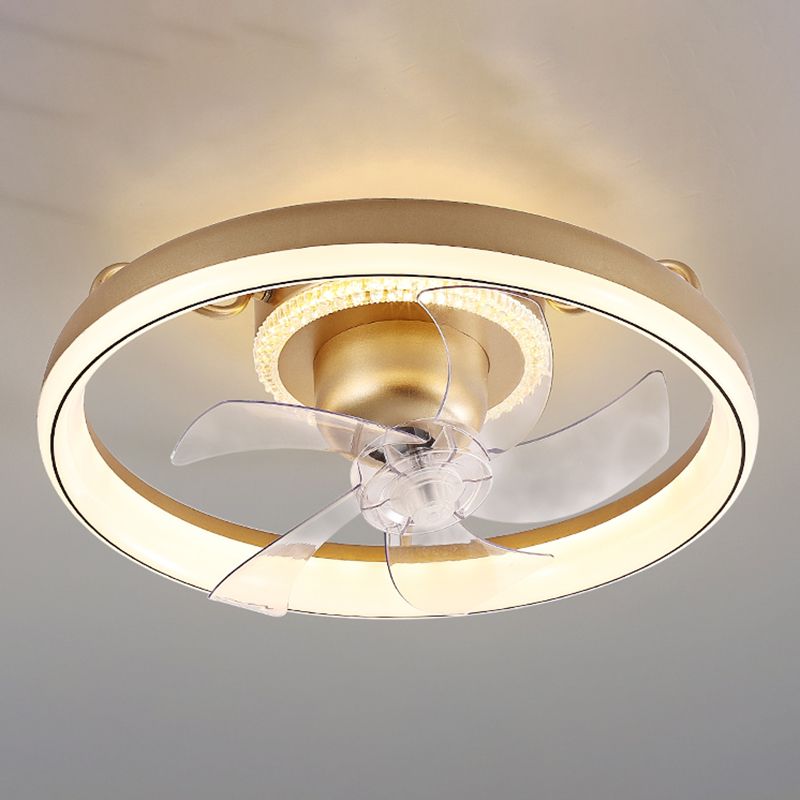 Round Shape Metal Ceiling Fans Kid Style 2 Lights Flush Ceiling Fan