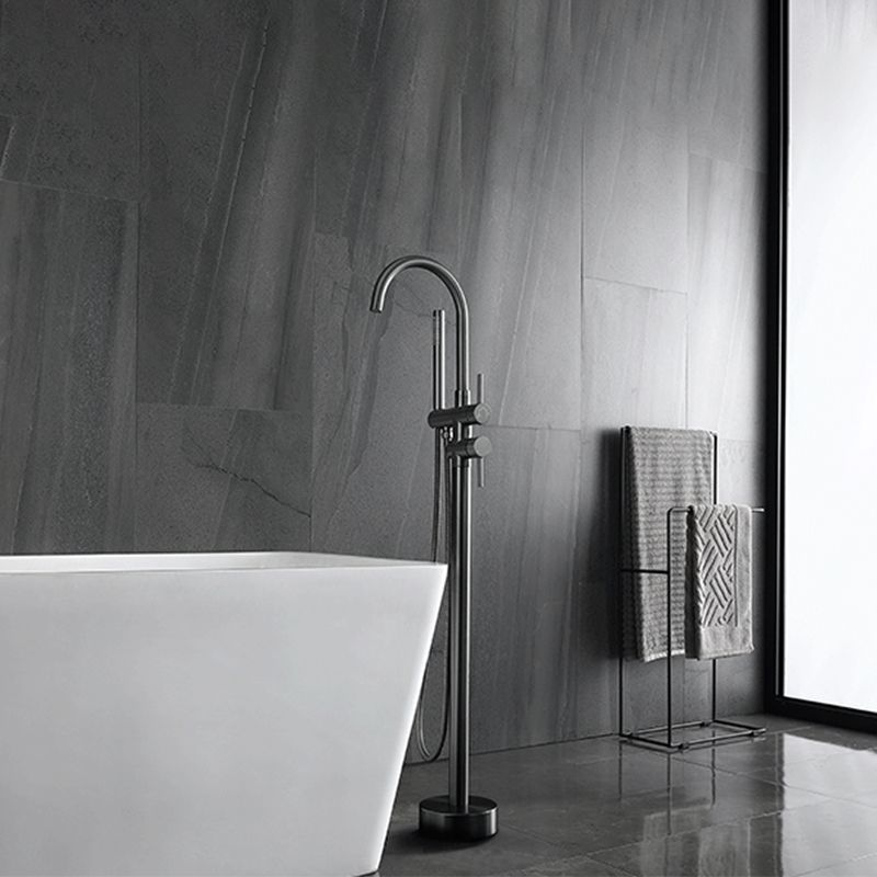 Floor Mounted Metal Freestanding Tub Filler Single Handle Freestanding Faucet