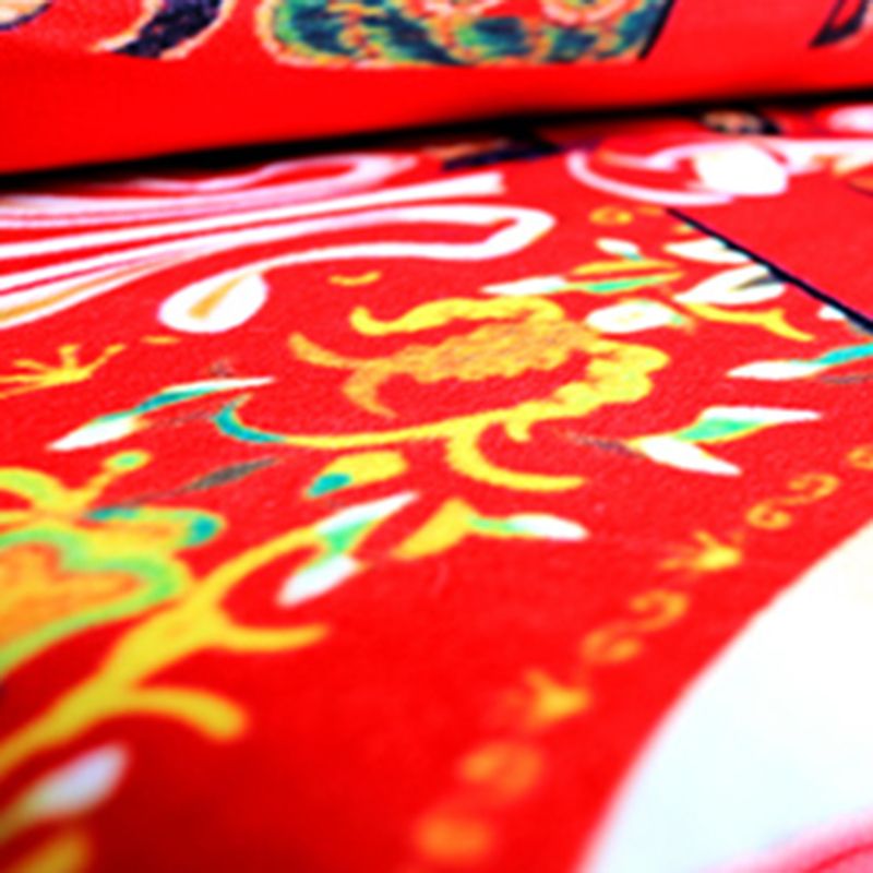 Round Multicolor Floral Print Rug Polyester Carpet Bionic Stain Resistant Indoor Rug for Living Room