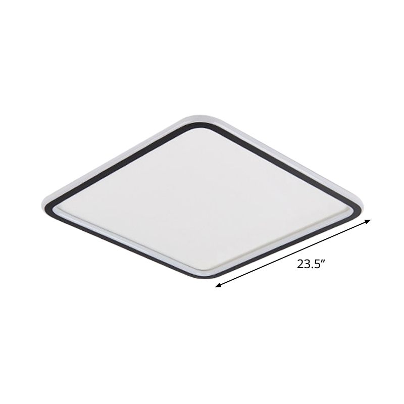 Lámpara de montaje empotrado cuadrada extrafina, iluminación de techo LED minimalista de aluminio para dormitorio en negro, 16/19,5/23,5 pulgadas de ancho