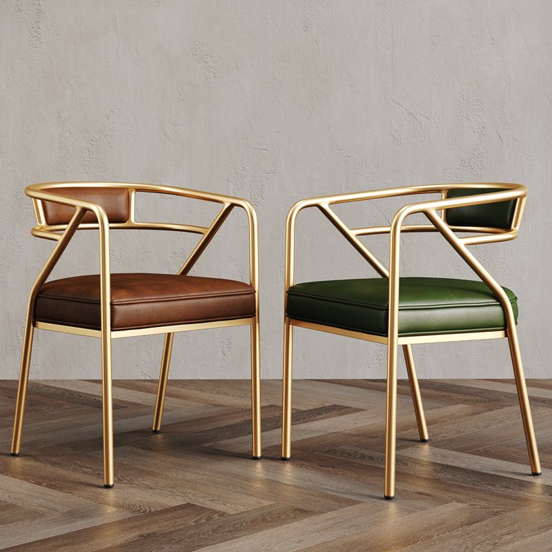 Glam Style Indoor Arm Chair Open Back 21.65" Wide Dining Chair