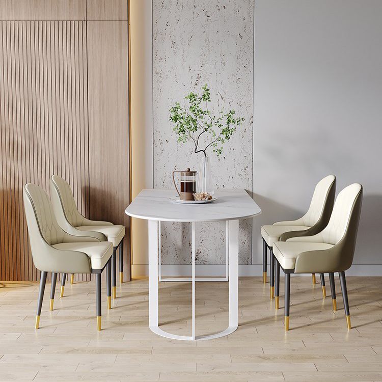Contemporary Dining Table Stone Dining Site Table with Double Pedestal