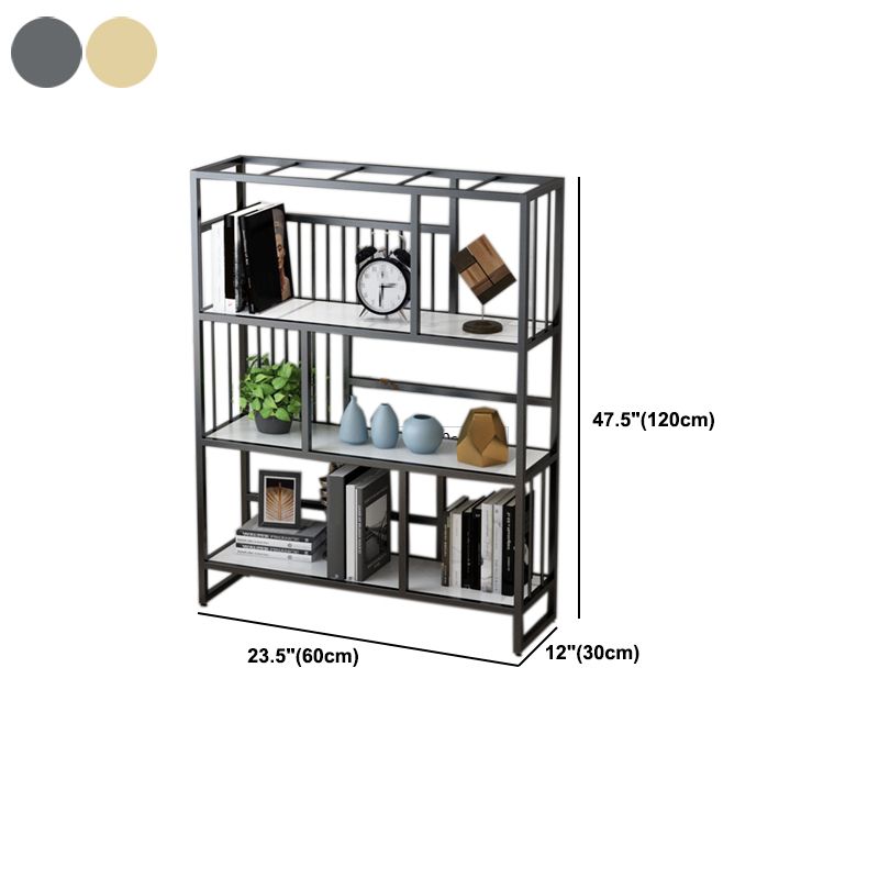 12.2"Wide Standard Bookcase with Multi Shelves in Gold Bookcase for Living Room