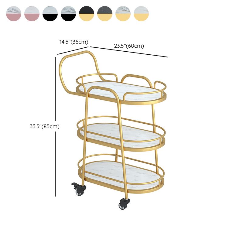 33.46" High Contemporary Style Oval Prep Table Rolling Metal Prep Table for Kitchen