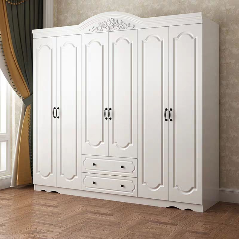 Engineered Wood Cabinet with 2 Drawers French Country White Wardrobe for Home