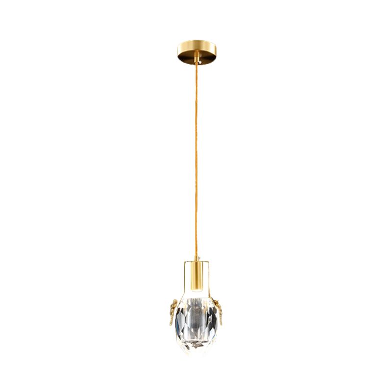 LED Mini sospensione Lucile dell'acqua moderna Ciordino a cristallo smusso chiaro in oro con ornamenti di dragonfly