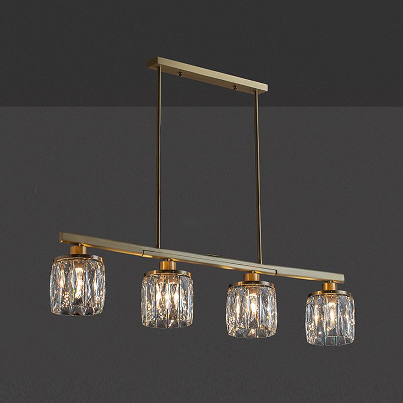 Modern Style Cylinder Island Lighting Fixtures Crystal 4- Light Island Pendant Lights