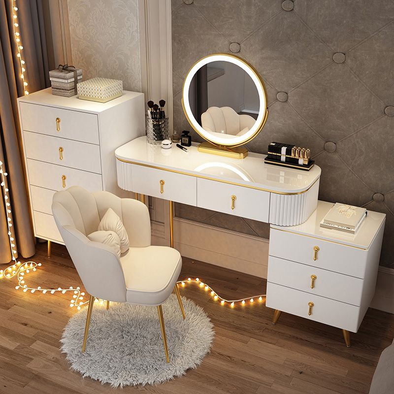 Wooden Makeup Counter Adjustable Mirror Vanity Dressing Table with Drawer