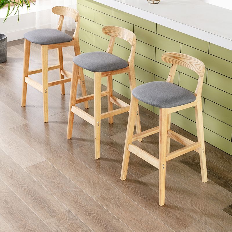Modern Armless Counter Stool Wood Household Bar Stool with Pedal and Cushion
