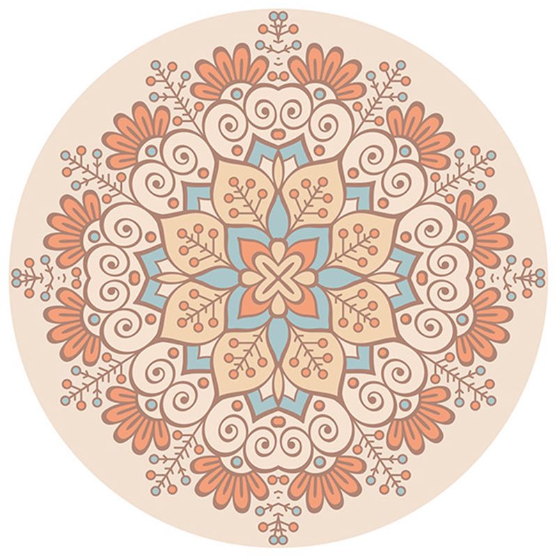 Stylish Tribal Pattern Rug Pink Bohemian Area Carpet Polyester Easy Care Area Rug for Living Room