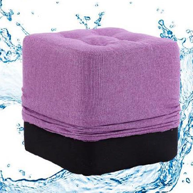 Modern Pouf Ottoman Cotton Fade Resistant Upholstered Tufted Square Ottoman