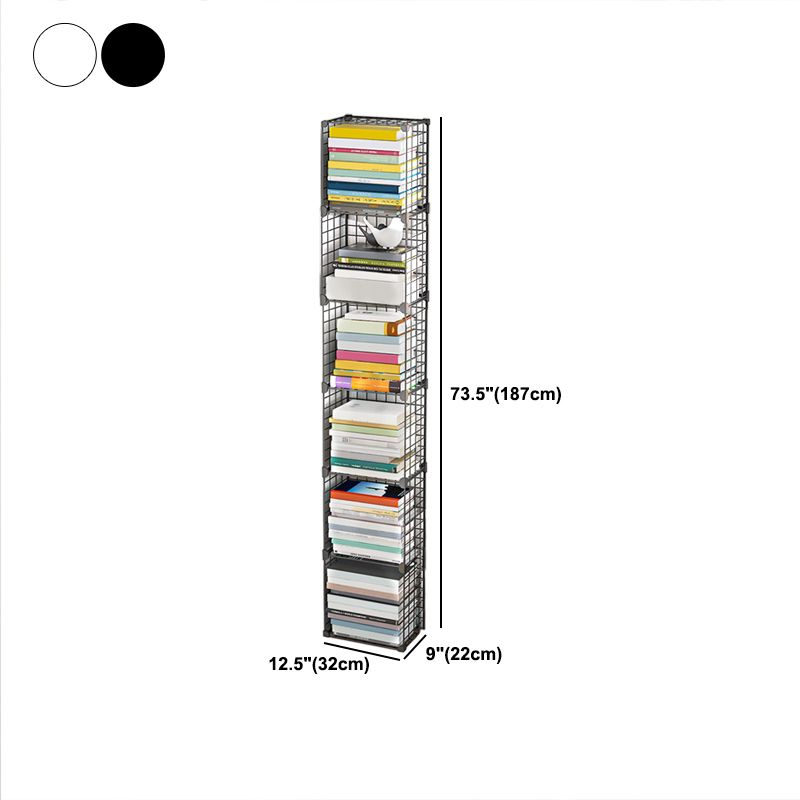 Contemporary Metal Bookcase Closed Back Bookshelf for Living Room