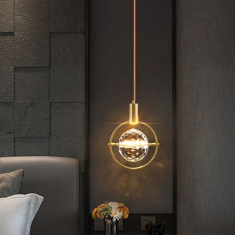 Elektroplate IJzeren hanglamp in moderne luxe stijl kristallen wereldhangende lamp voor slaapkamer