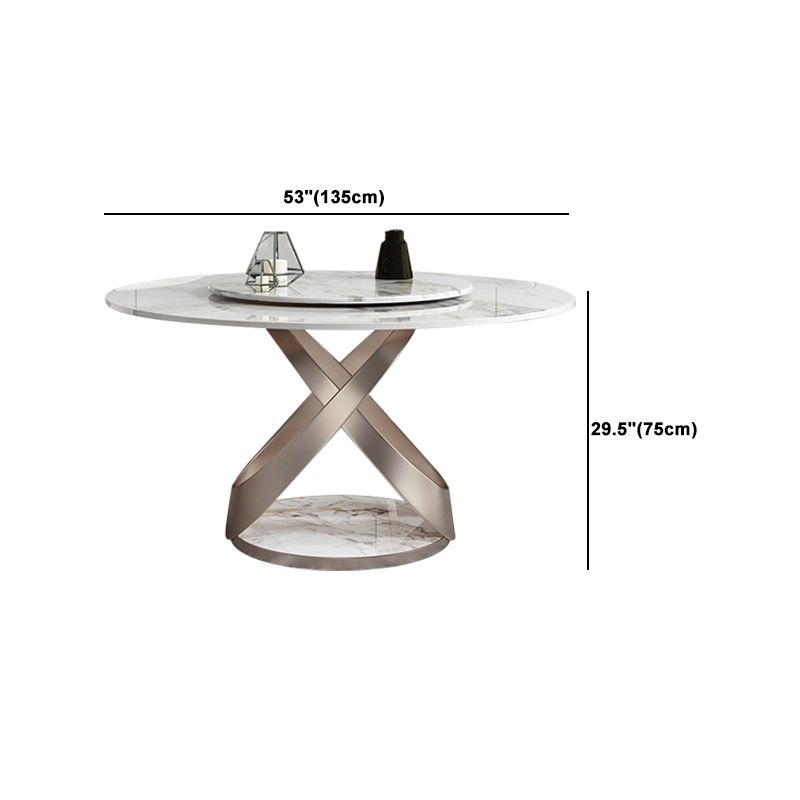Contemporary Stone Turntable Dining Set Stone 1/2/5/7 Pieces Dining Furniture for Home