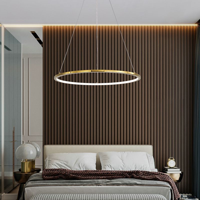 Contemporary Orbicular Chandelier Lamp Metallic Simplicity Hanging Lamp Kit for Living Room