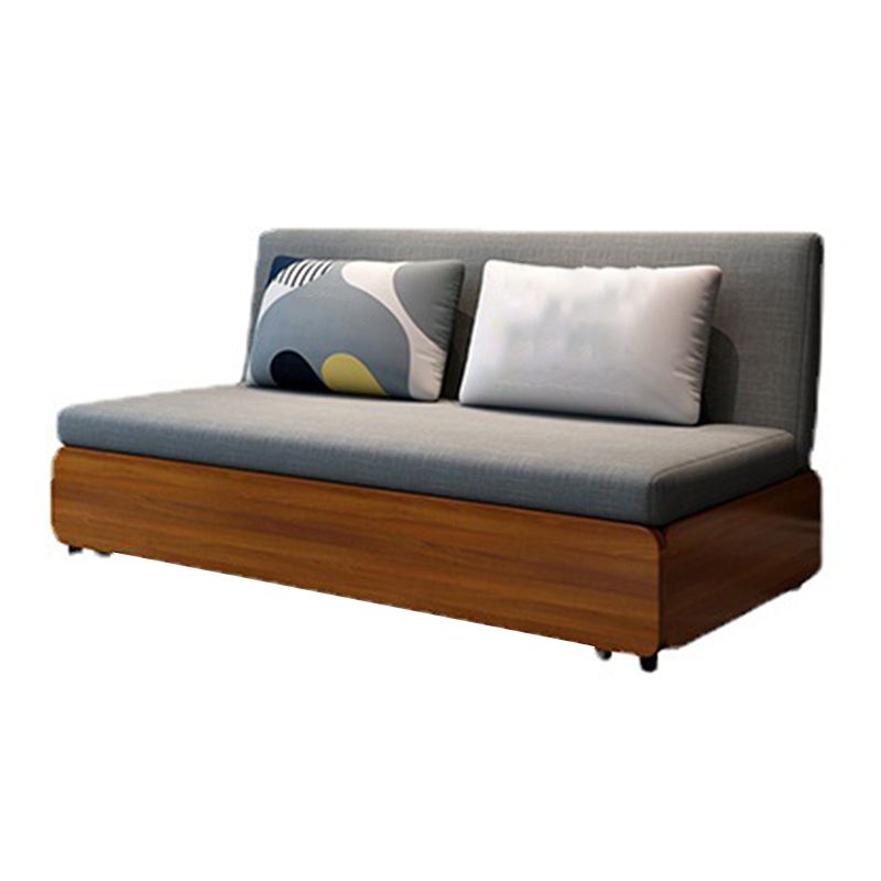 1/2-Seat Linen & Wood Folding Sofa 2 Pillows Sofa Bed with Storage