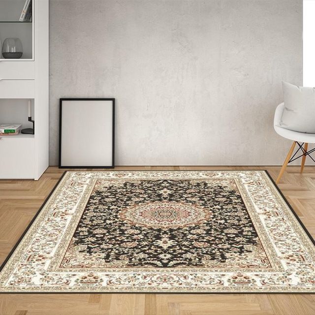 Tone rouge tapis fleur octogone Polyester tapis en détresse tapis intérieur de support antidérapant pour le salon