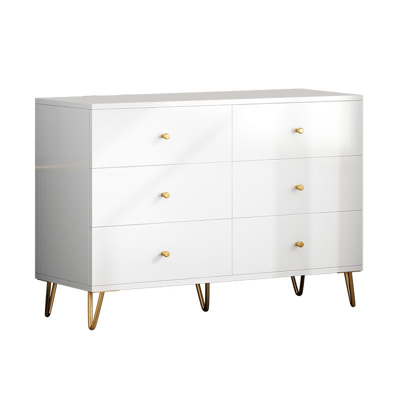 Contemporary White Wooden Chest with Drawers and Metal Legs Accent Chest
