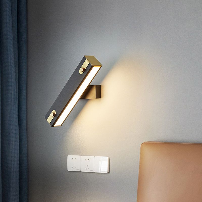 Modern Metal Rotatable Wall Light Rectangle 12" Wide LED Wall Sconce for Living Room