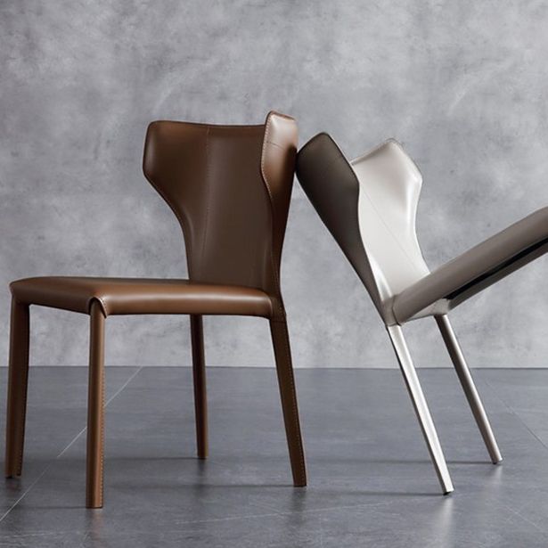 Wingback Side Chair Contemporary Leather Indoor-Outdoor Dining Chair