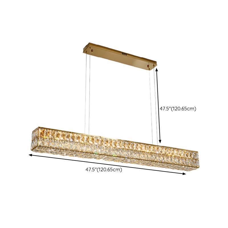 Crystal Linear Island Lighting Fixture Simplicity for Dining Room