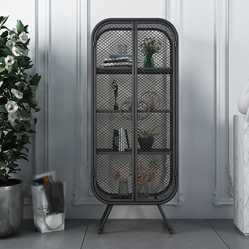 Scandinavian Vertical Standard Bookcase Iron Bookcase with Door