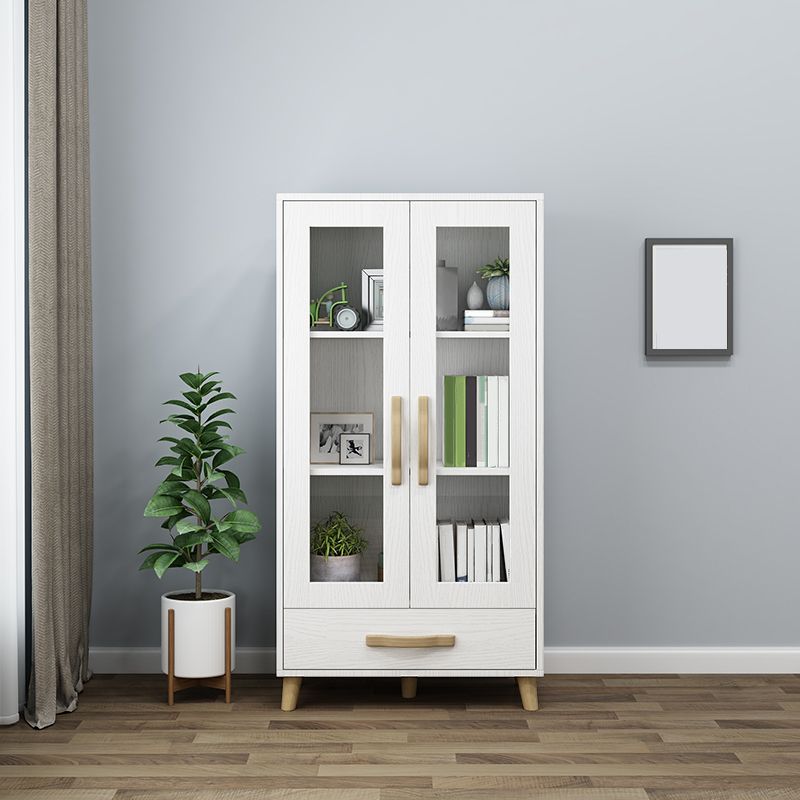 Modern Style Standard Bookcase Closed Back Bookshelf with Drawer Storage